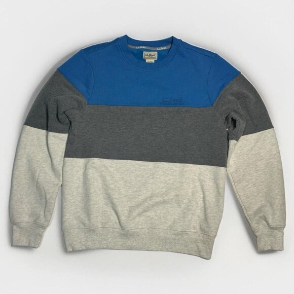LL Bean 1912 Colorblock Embroidered Crewneck Sweatshirt Mens size Small Blue - Picture 1 of 7